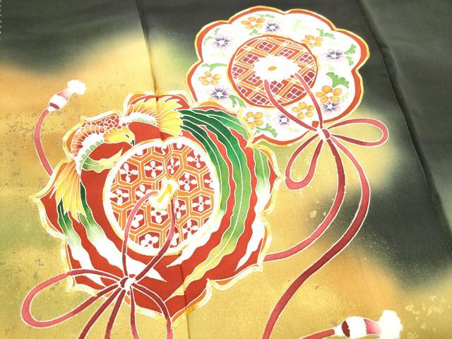 平和屋着物■豪華黒留袖 駒刺繍 鏡裏鳳凰花文 暈し染め 金彩 正絹 逸品 DABH1477qa