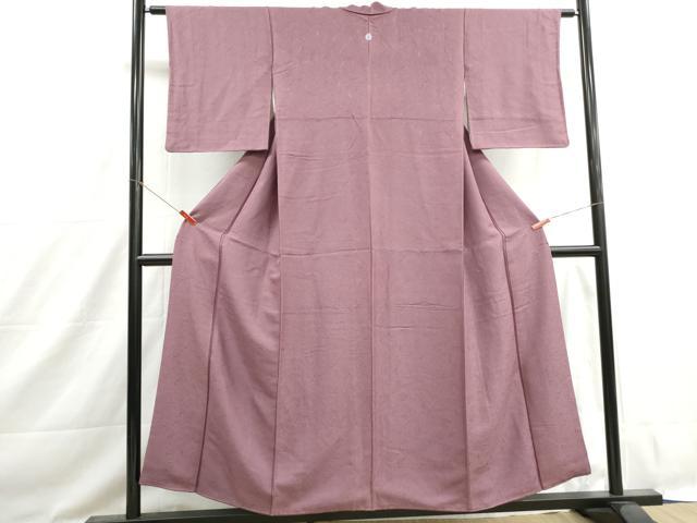 平和屋着物■上質な色無地 霞地紋 蘇芳香色 正絹 逸品 DABH1481qa