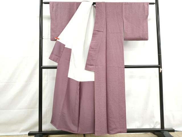 平和屋着物■上質な色無地 霞地紋 蘇芳香色 正絹 逸品 DABH1481qa