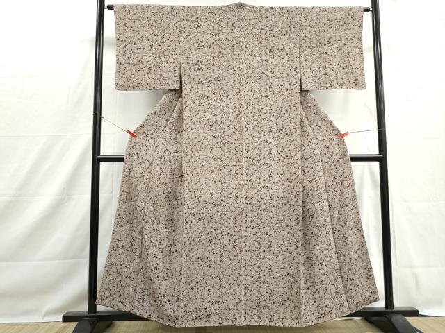 平和屋着物■上質な小紋 型染め 更紗花文 正絹 逸品 DABH1489qa
