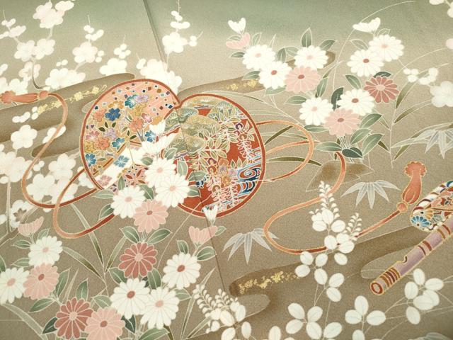 平和屋着物■訪問着 刺繍 花鼓文 横笛 暈し染め 金彩 正絹 逸品 DABH1497qa