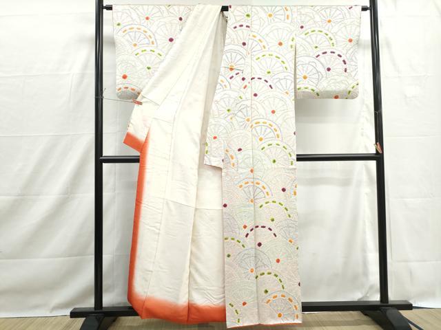平和屋着物■上質な小紋 総絞り 片輪車文 正絹 逸品 DABH1505qa