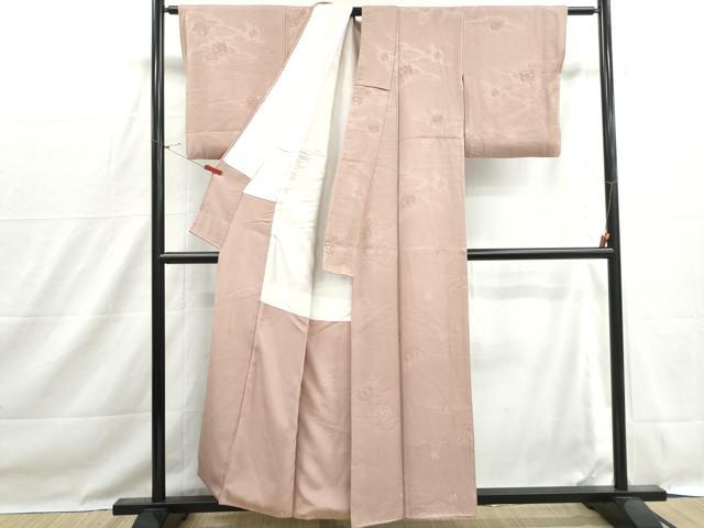 平和屋着物■上質な色無地 糸車花地紋 宍色 正絹 逸品 DABH1507qa