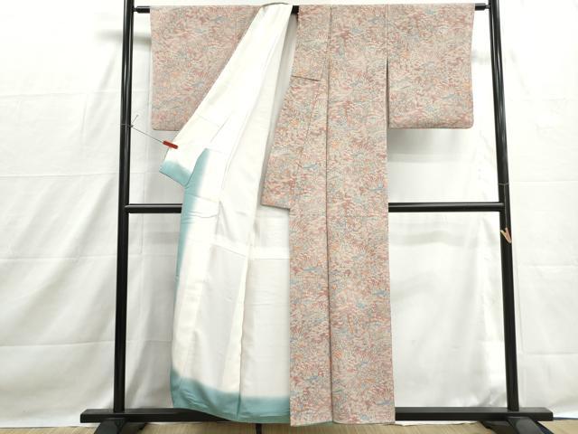 平和屋着物■上質な小紋 風景花文 松竹梅 暈し染め 正絹 逸品 DABH1511qa