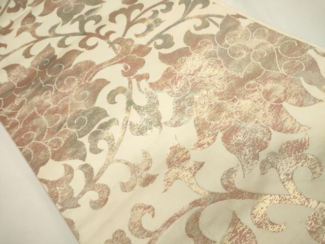 平和屋着物◎西陣 服部織物謹製 六通柄袋帯 更紗花唐草文 こはく錦 草木染 金糸 正絹 逸品 DABH1522cd