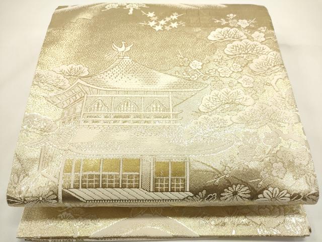 平和屋着物◎全通柄袋帯 風景文 金糸 正絹 逸品 DABH1524cd