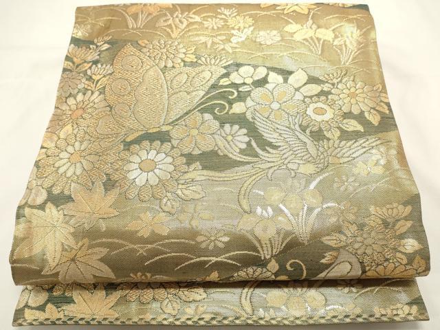 平和屋着物◎六通柄袋帯 華宝 九百紋 金糸 正絹 逸品 DABH1527cd