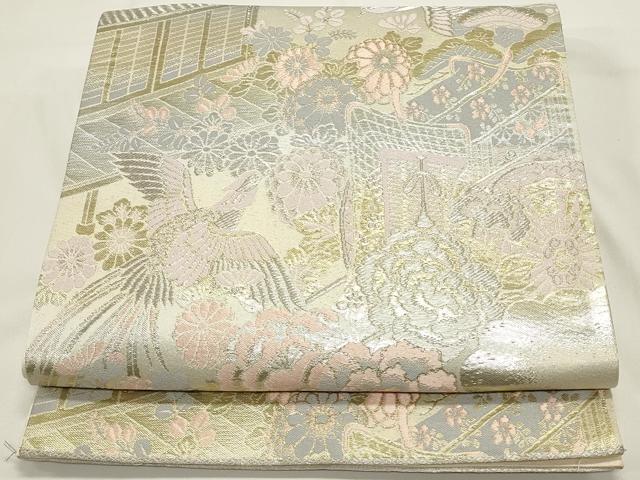 平和屋着物◎六通柄袋帯 鳳凰花文 金銀糸 正絹 逸品 DABH1528cd