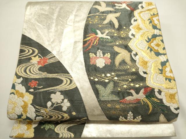 平和屋着物◎六通柄袋帯 唐織 花鳥文 金銀糸 正絹 逸品 DABH1533cd