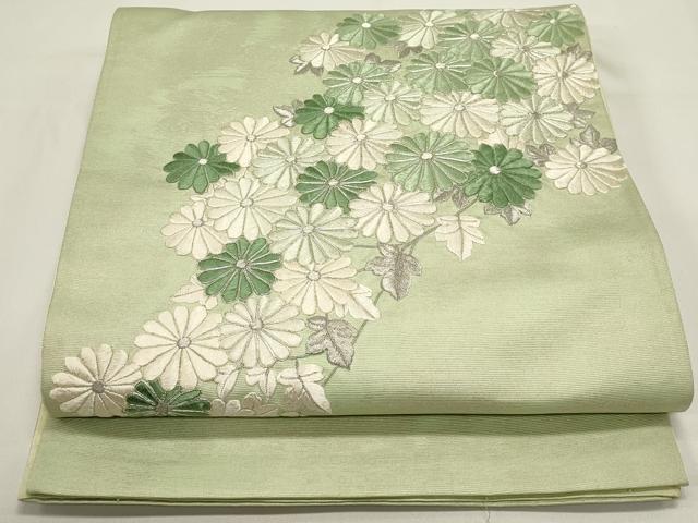 平和屋着物◎太鼓柄袋帯 総刺繍 駒刺繍 菊尽くし 正絹 逸品 DABH1536cd
