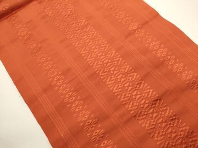 平和屋着物◎本場筑前博多織 八寸名古屋帯 献上 柿色 正絹 逸品 DABH1543cd