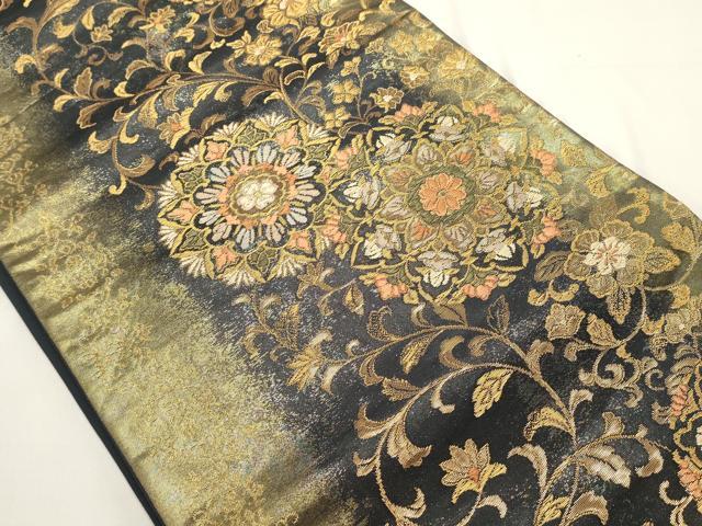 平和屋着物◎六通柄袋帯 華蜀花宝文様 金糸 正絹 逸品 DABH1546cd