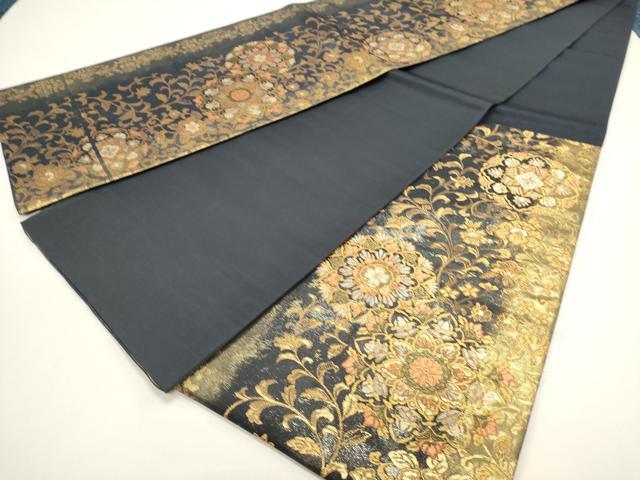 平和屋着物◎六通柄袋帯 華蜀花宝文様 金糸 正絹 逸品 DABH1546cd