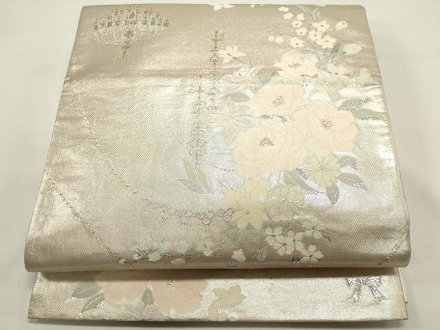 平和屋着物◎六通柄袋帯 草花文 金銀糸 引箔 正絹 逸品 DABH1550cd