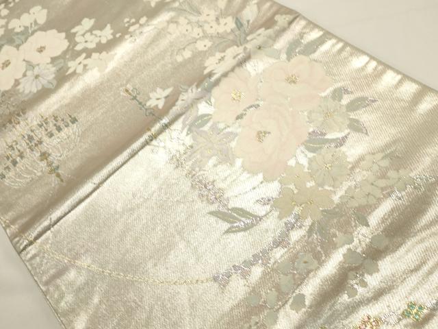 平和屋着物◎六通柄袋帯 草花文 金銀糸 引箔 正絹 逸品 DABH1550cd