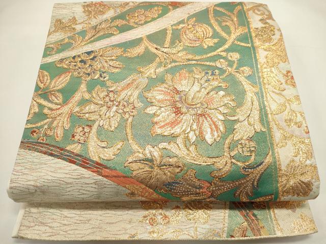 平和屋着物◎六通柄袋帯 王風更紗古代文 金糸 正絹 逸品 DABH1558cd