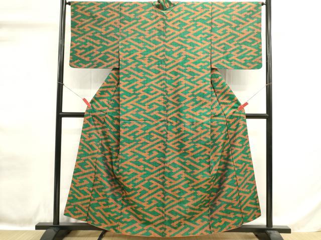 平和屋着物■真綿結城紬 小千谷織物 紗綾形文様 証紙付き 正絹 逸品 DABH1563cd