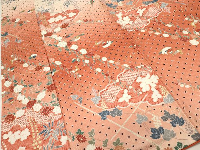 平和屋着物■上質な小紋 花鳥文 暈し染め 金彩 正絹 逸品 未使用 DABH1567cd