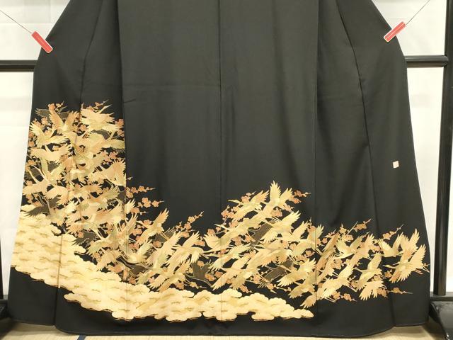 平和屋着物■豪華黒留袖 作家物 駒刺繍 飛鶴文 枝梅文 金彩 正絹 逸品 DABH1570cd