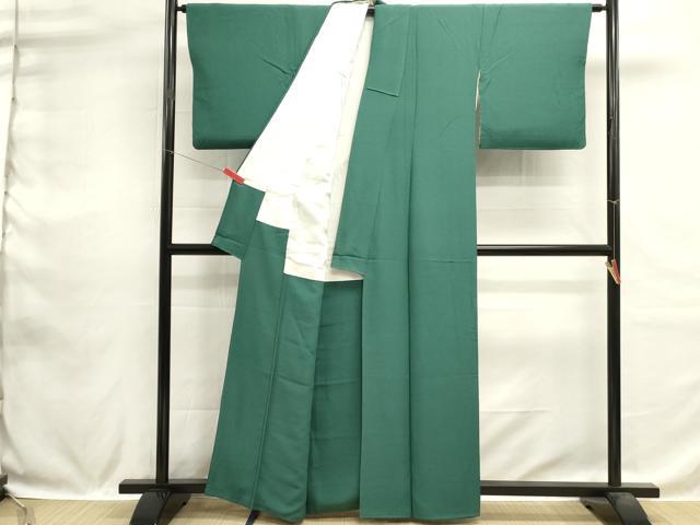 平和屋着物■上質な色無地 花緑青色 正絹 逸品 DABH1573cd