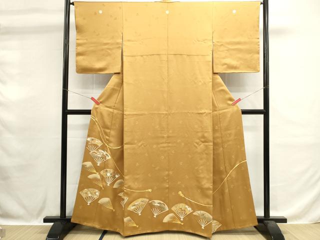 平和屋着物■豪華色留袖 駒刺繍 扇面花文 金彩 正絹 逸品 DABH1578cd