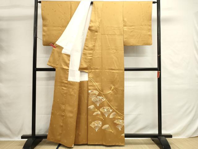 平和屋着物■豪華色留袖 駒刺繍 扇面花文 金彩 正絹 逸品 DABH1578cd