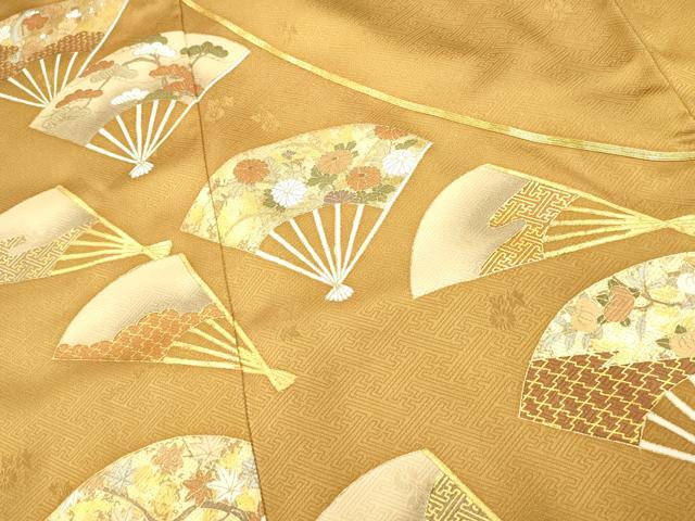 平和屋着物■豪華色留袖 駒刺繍 扇面花文 金彩 正絹 逸品 DABH1578cd