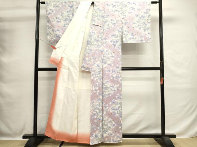 平和屋着物■上質な小紋 枝葉文 暈し染め 正絹 逸品 DABH1590cd