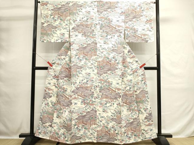 平和屋着物■上質な小紋 型染め 風景文 正絹 逸品 DABH1591cd