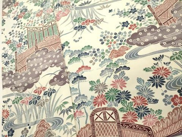 平和屋着物■上質な小紋 型染め 風景文 正絹 逸品 DABH1591cd