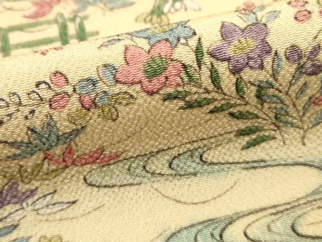 平和屋着物■上質な小紋 草花文 鬼しぼ縮緬 正絹 逸品 DABH1592cd