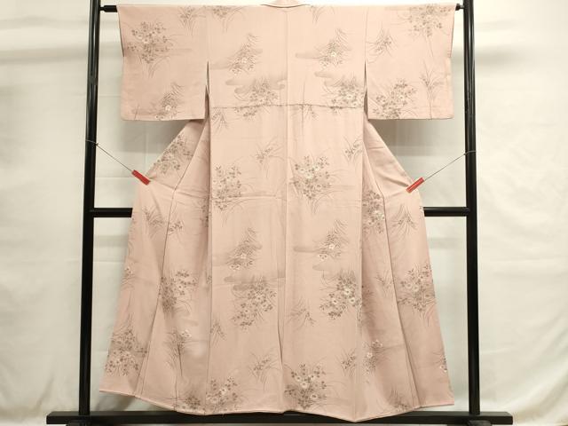 平和屋着物■上質な小紋 エ霞草花文 金彩 正絹 逸品 DABH1604cd