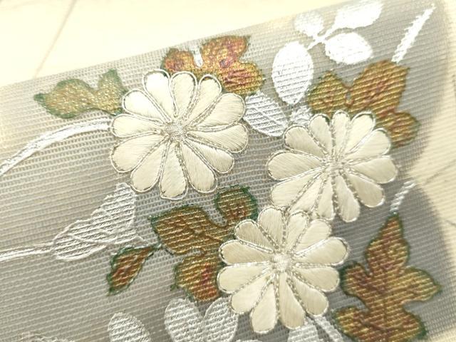 平和屋着物*夏物 太鼓柄袋帯 駒刺繍 草花文 桔梗 金銀彩 正絹 逸品 DABH1618cd