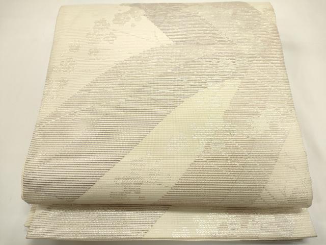 平和屋着物*夏物 六通柄袋帯 流水花文 銀糸 鈴乃屋扱い 正絹 逸品 DABH1626cd