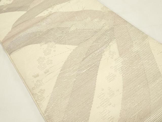 平和屋着物*夏物 六通柄袋帯 流水花文 銀糸 鈴乃屋扱い 正絹 逸品 DABH1626cd