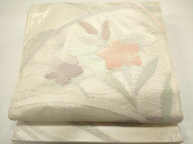平和屋着物*夏物 太鼓柄袋帯 流水草花文 正絹 逸品 DABH1634cd