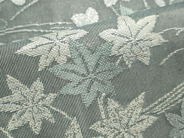平和屋着物*夏物 六通柄袋帯 流水草花文 銀糸 正絹 逸品 DABH1645cd