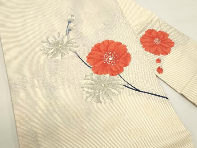 平和屋着物*夏物 九寸名古屋帯 草花文 金銀糸 正絹 逸品 DABH1656cd