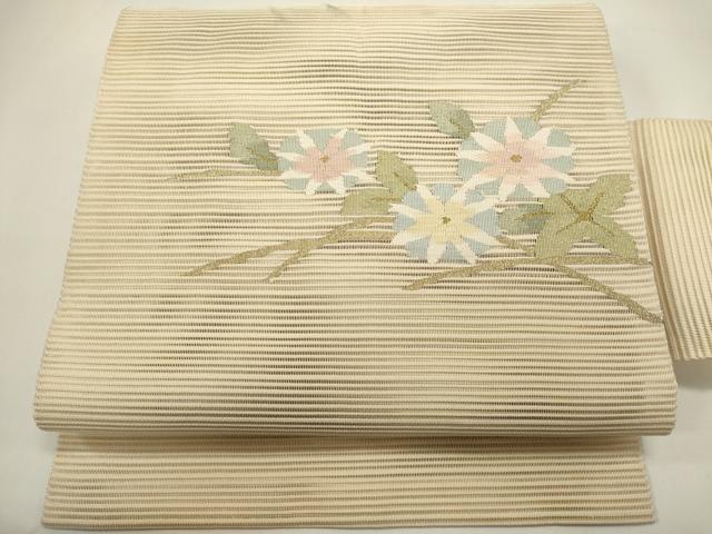 平和屋着物*夏物 八寸名古屋帯 絽綴れ 草花文 朝顔 金糸 正絹 逸品 DABH1657cd
