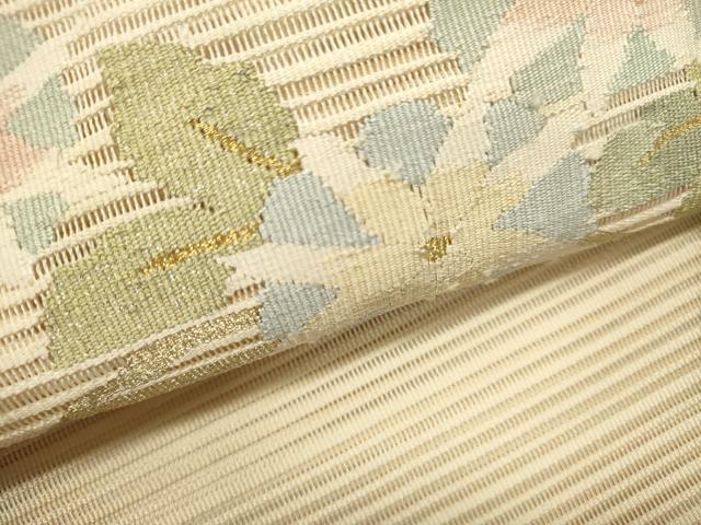 平和屋着物*夏物 八寸名古屋帯 絽綴れ 草花文 朝顔 金糸 正絹 逸品 DABH1657cd