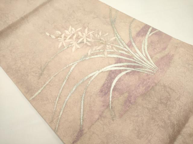 平和屋着物*夏物 九寸開き名古屋帯 草花文 蘭 金銀糸 正絹 逸品 DABH1659cd