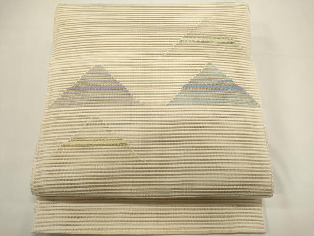 平和屋着物*夏物 八寸名古屋帯 絽綴れ 幾何学文 金糸 正絹 逸品 DABH1662cd