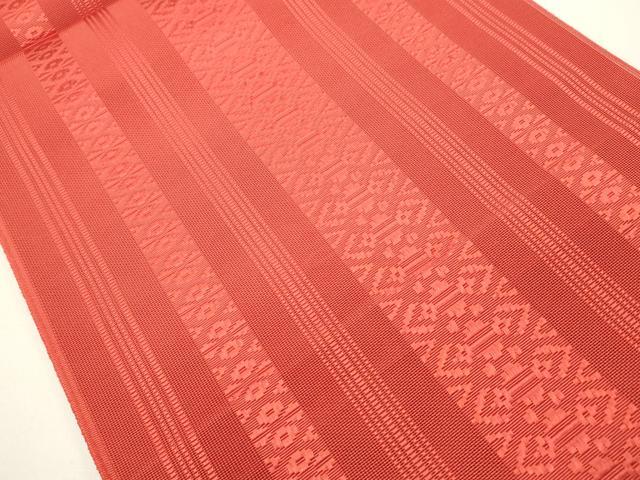 平和屋着物*夏物 本場筑前博多織 八寸名古屋帯 紗献上 紅赤色 正絹 逸品 DABH1671cd
