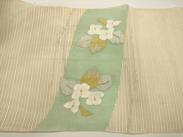 平和屋着物*夏物 八寸名古屋帯 絽綴れ 草花文 金銀糸 正絹 逸品 DABH1674cd