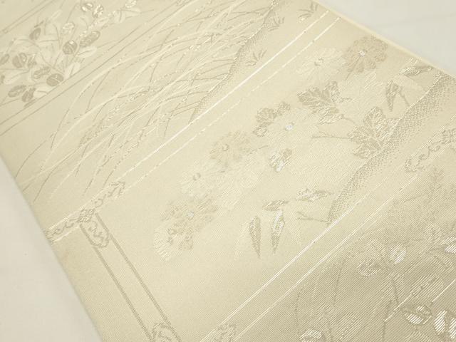 平和屋着物*夏物 六通柄袋帯 芝草文 金糸 正絹 逸品 DABH1675cd