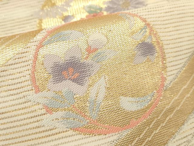平和屋着物*夏物 六通柄袋帯 流水花丸文 金銀糸 正絹 逸品 DABH1678cd