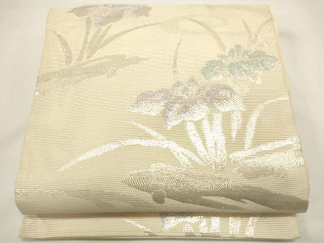 平和屋着物*夏物 六通柄袋帯 草花文 銀糸 正絹 逸品 DABH1679cd