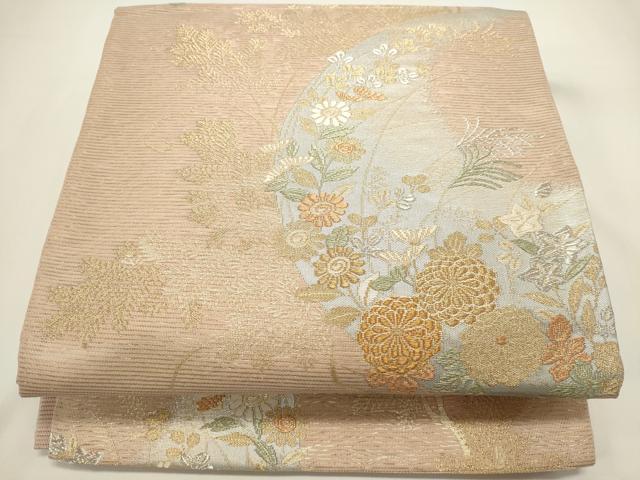 平和屋着物*夏物 六通柄袋帯 草花文 金銀糸 正絹 逸品 DABH1682cd