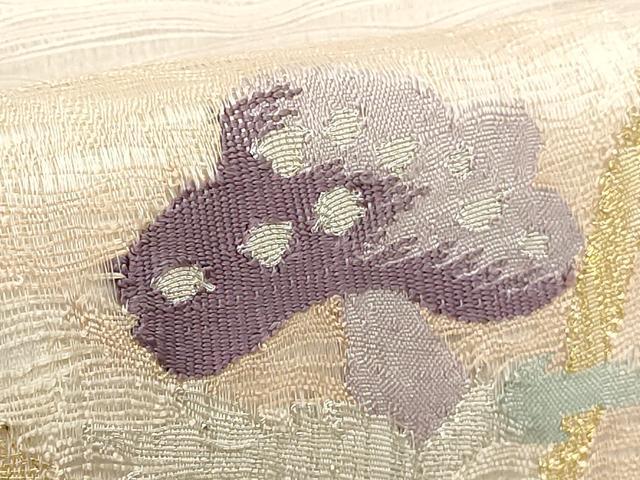 平和屋着物*夏物 太鼓柄袋帯 すくい織 色紙重ね花文 金銀糸 正絹 逸品 DABH1693cd