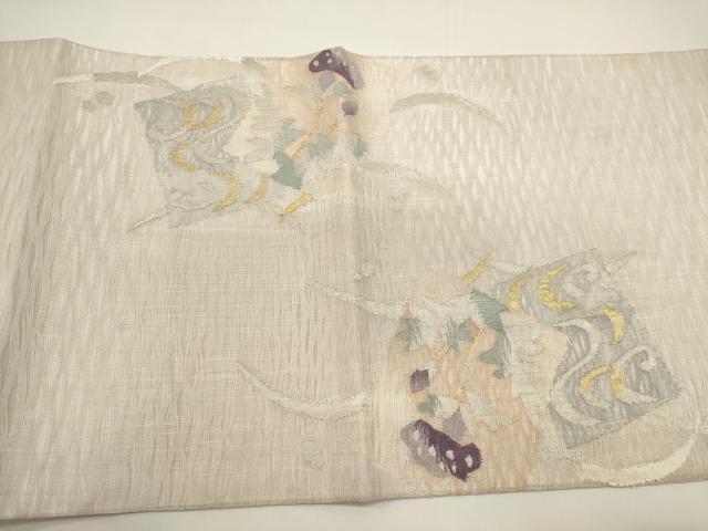平和屋着物*夏物 太鼓柄袋帯 すくい織 色紙重ね花文 金銀糸 正絹 逸品 DABH1693cd